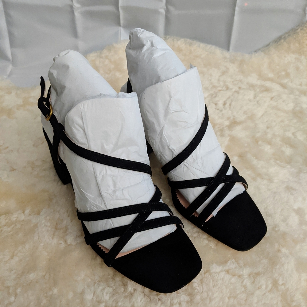 J. Crew Odette Strappy Sandals in Black Suede 5.5